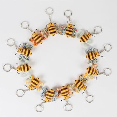 Fabric Bumble Bee Keyring