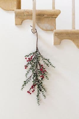 Faux Frosted/Glittery Red Berry and Foliage Spray, 70  cm