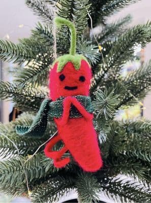 Festive Red Hot Chilli Pepper Christmas Tree Decoration