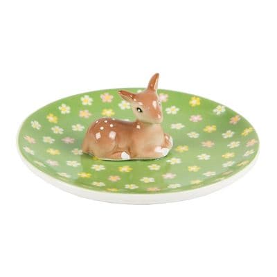 Floral Deer Trinket Dish