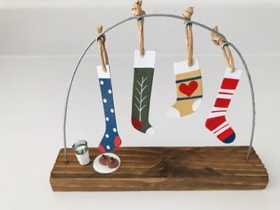 Four Christmas Stockings on Christmas Eve,  decoration