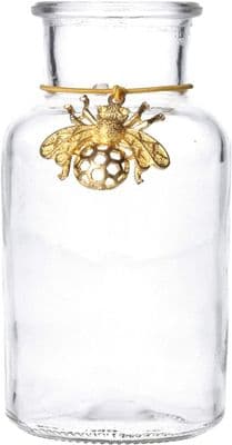 Glass Vase with Gold Bee Charm  by Gisela Graham