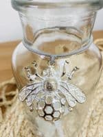 Glass Vase with Silver Bee Charm  by Gisela Graham