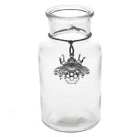 Glass Vase with Silver Bee Charm  by Gisela Graham