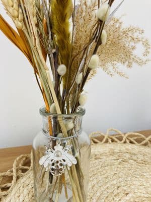 Glass Vase with Silver Bee Charm  by Gisela Graham