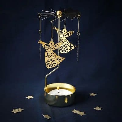 Gold Angels, Spinning Tealight Candle Holder