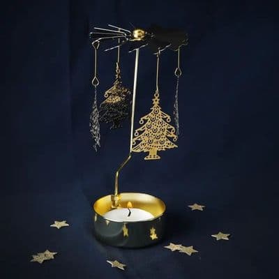 Gold Christmas Tree's, Spinning Tealight Candle Holder