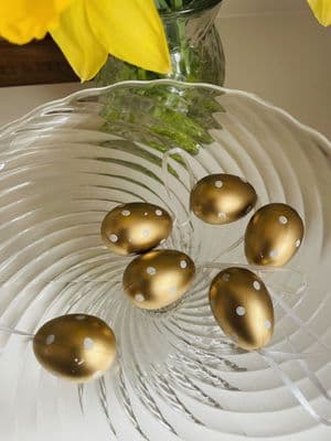 Gold Polka Dot Hanging Easter Egg Decorations by Gisela Graham