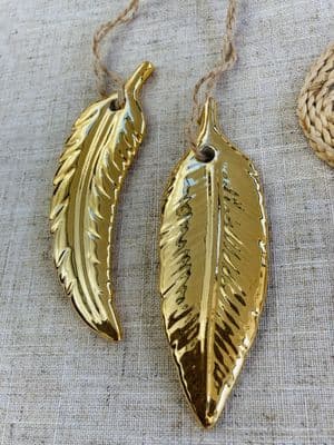 Gold Porcelain Feather Hanging Decoration