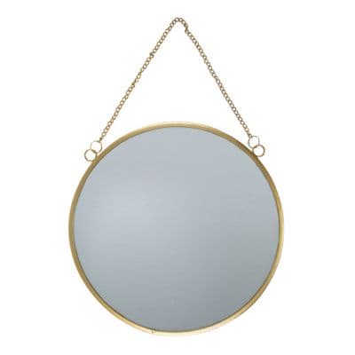 Gold Round Hanging Wall Mirror, 25cm