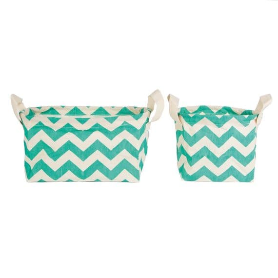 Black and White Monochrome Chevron Baskets, Set of 2