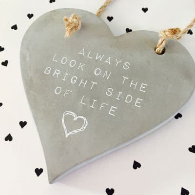 Grey Concrete Heart Decoration, 'Bright Side of Life'