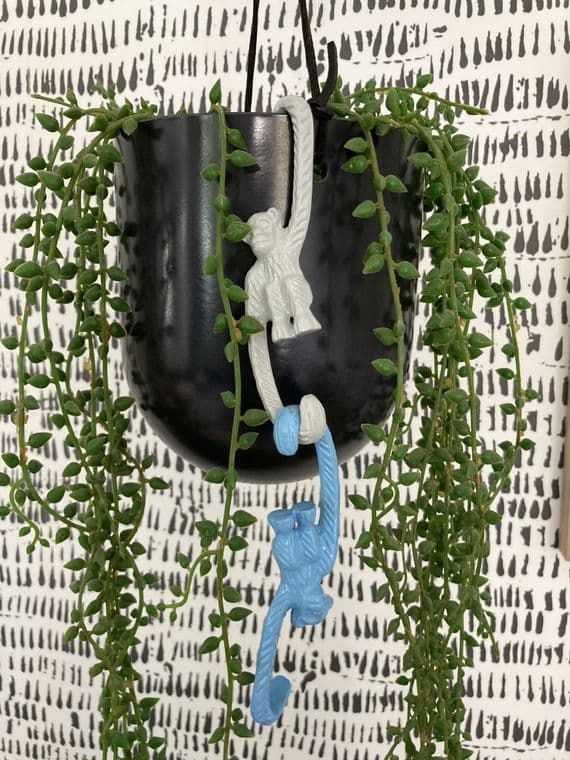 Grey Enamel Hanging Monkey 'S' Hook