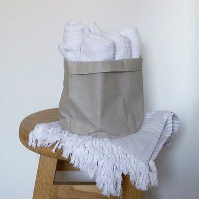 Grey Medium Round Paper Storage  Bag/Basket/Planter