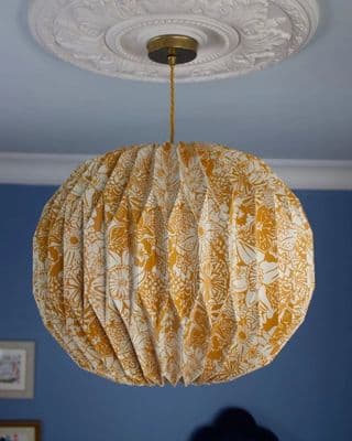 Hand Made Screen Printed Paper Ceiling Lampshade, Globe, ‘Yellow Spring Blooms'
