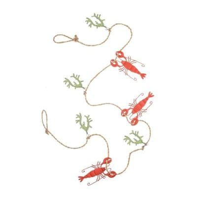 Hand Painted Metal Lobster and Seaweed Garland