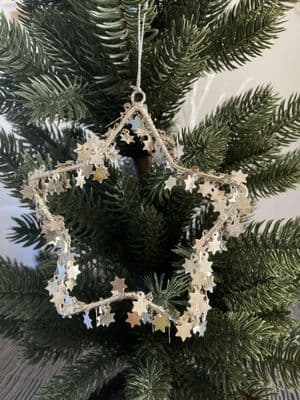 Hanging Silver Star with with Wired Hanging Mini Stars, Small
