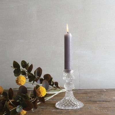 Harlequin Short Glass Candlestick, Clear