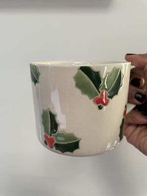 Holly Sprig Festive Stoneware Mug by Gisela Graham