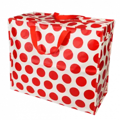 Jumbo Storage Bag -  Red and White Spot