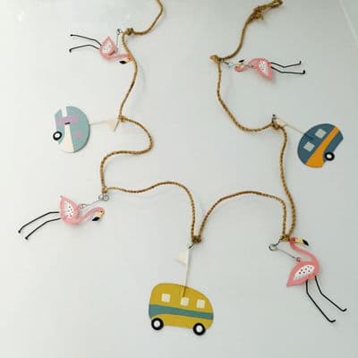 Kitsch Flamingo and Caravan Hanging Garland