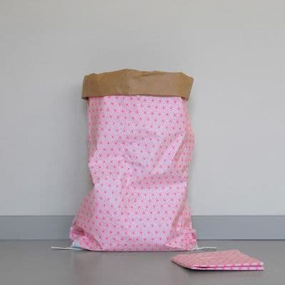 Large Reusable Paper Neon Pink Geometric Storage Bag