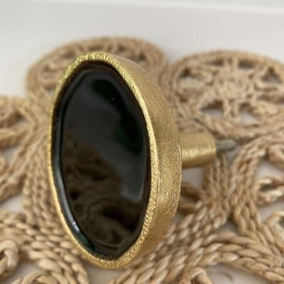 Large Round Black and Gold Enamel Wall Hook