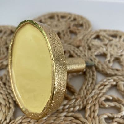 Large Round Yellow and Gold Enamel Wall Hook