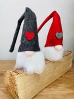 Light Up, Grey Hat Santa/Gonk with Red Heart, Christmas Decoration