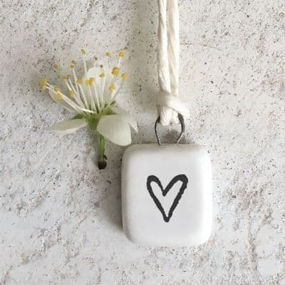 Little Porcelain Hanger, Heart Outline by East of India