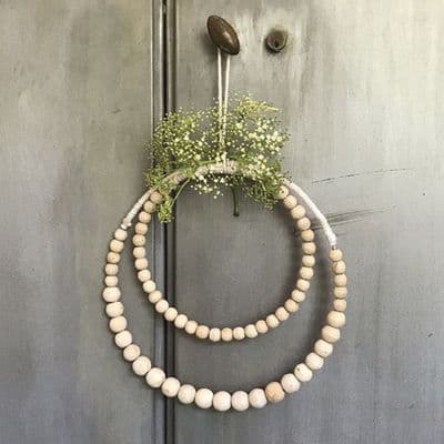 Macrame Wrapped Natural Beaded Wreath