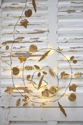 Matt Gold Leaf Garland,  LED Light String