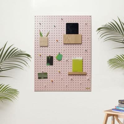 Medium Block Wooden Pegboard with Pegs  - Pink
