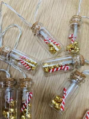 Mini  LED Bottle String Lights - Candy Canes & Bells