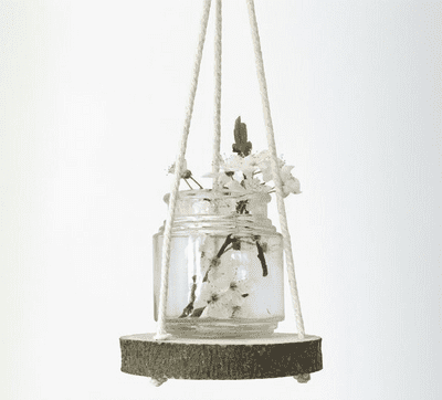 Natural Wood Slice Hanging Shelf, Large