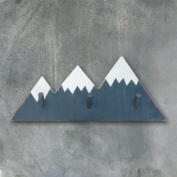 Navy Blue  Wooden Mountain Pegboard/Hooks