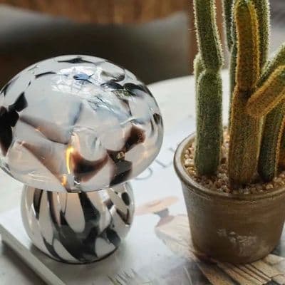 Noir Glass Mushroom  Lamp by Abigail Ahern