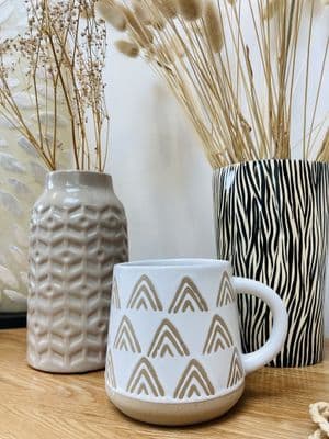 Nomad  Triangles Pattern Stoneware Mug, Neutrals
