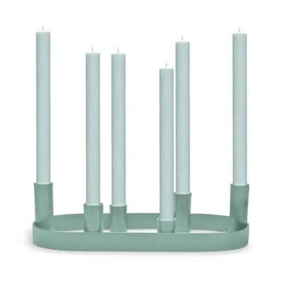 Oval Metal Candelabra  in Opaline Green