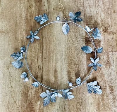 Oxidised Metal Hoop Wreath Intertwined with Seed Heads and Leaves