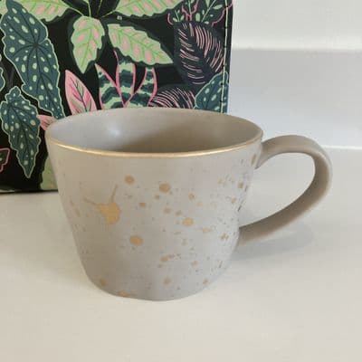 Pale Grey Mug with Gold Paint Splash