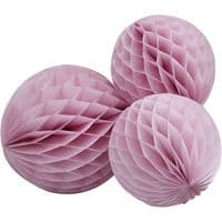 Pastel Pink Paper Honeycomb Paper Balls, Set of 3