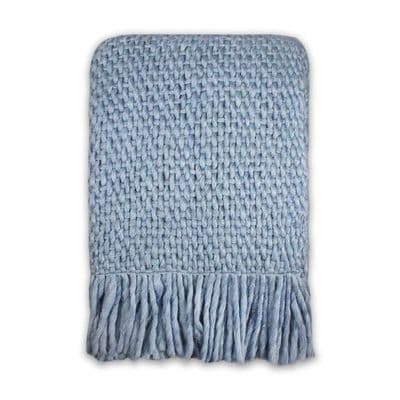 Powder Blue Mustard Vienna Chunky Recycled Blanket