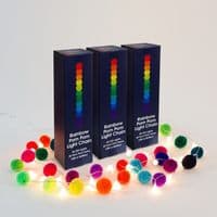 Rainbow  Pom Pom Light Garland, USB Mains or Battery