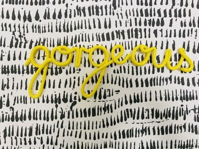 Rope Wire Word, 'Gorgeous', Bright Yellow