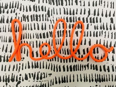 Rope Wire Word, 'Hello', Neon Orange