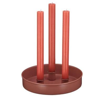 Round Candle Platter, Candle Holder - Brick
