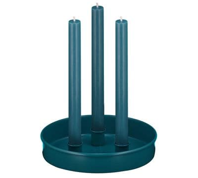 Round Candle Platter, Candle Holder - Petrol Blue
