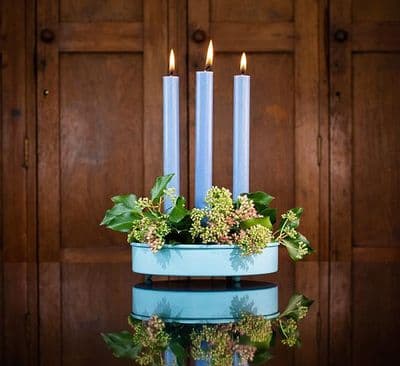 Round Candle Platter, Candle Holder - Sky Blue