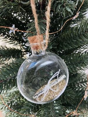 Round Fairy Dust Glass Bottle with Scroll, Hanging Decoration